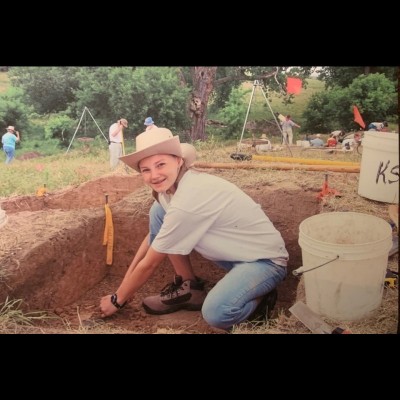 Young Kate participating in archaeology digs in Kansas (not a lot of chances to participate in paleontology digs so this had to make do)