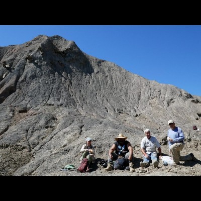 Dr. Arjan Mann Assistant Curator of Early Tetrapods, Research Assistant Naiomi Cookson, and ESCONI members at a Mazon Creek locality known as the Braceville spoil pile