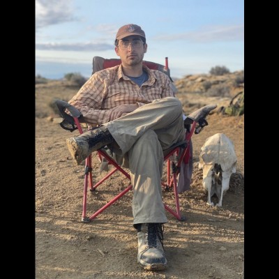 James Napoli out in the field on a dig next to last night's dinner