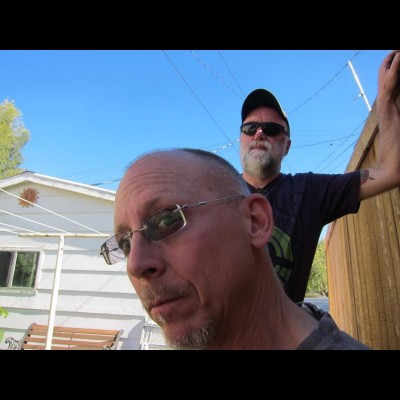 Ray and Dave in somebody's backyard, probably up to no good!