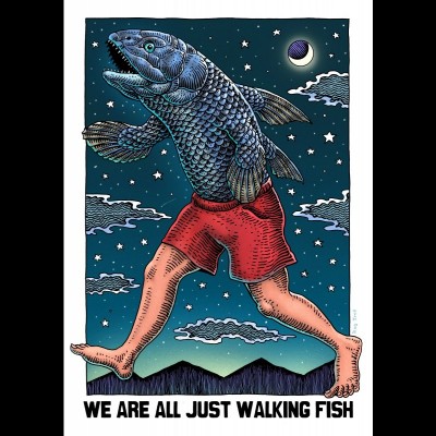 Both Melanie and Ray like to remind people of our deep evolutionary history and that we are all just walking fish.