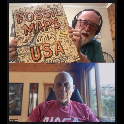 Ray shows Dave a mock up of Fossil Maps of the USA, another book he's created with Kirk Johnson that comes out in the fall of 2027.